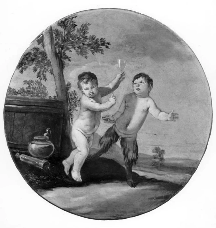 Putto ebbro e piccolo satiro